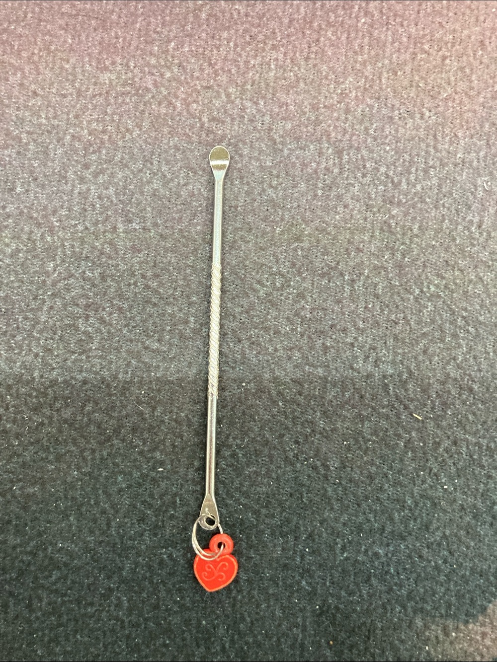Sterling Silver Ear Pick with Red Heart Charm